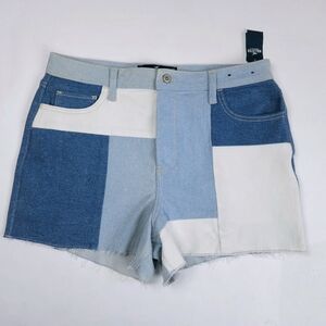 Hollister Ultra High Rise Mom Shorts Button Fly Color Block Vintage Stretch 32